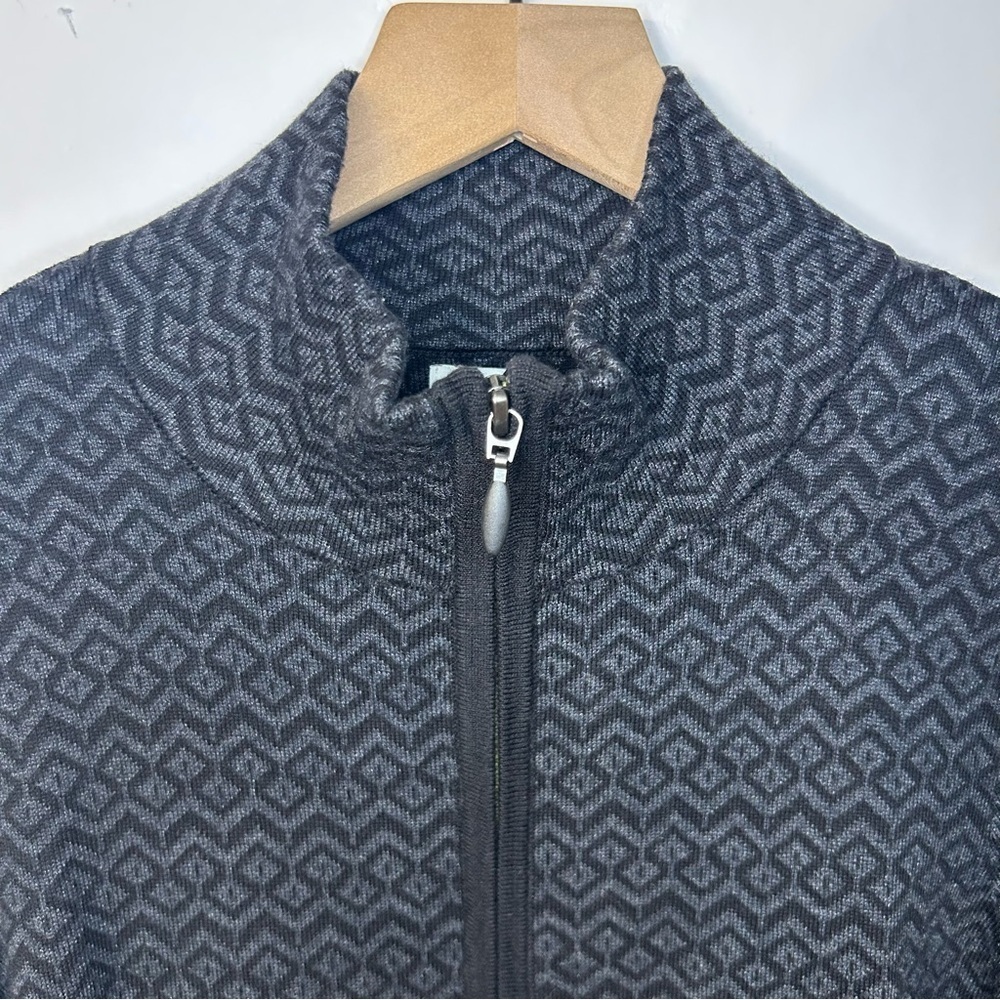 Aspen Women’s Black and Gray Printed Full Zip Cotton Blend Sweater, Size Medium - Picture 2 of 7